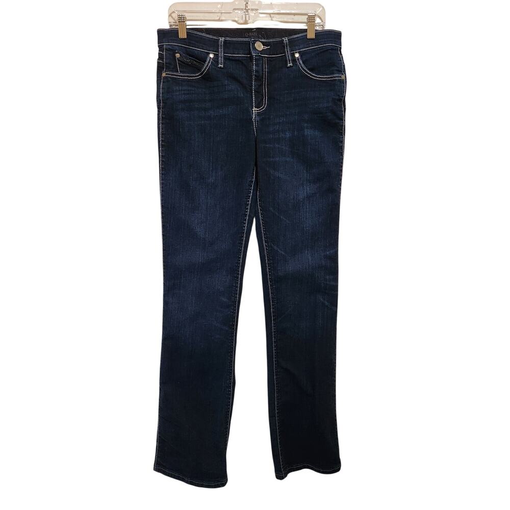 Wrangler Q-Baby Blue Dark Wash Denim Mid Rise Straight Leg Ankle Jeans Size 10